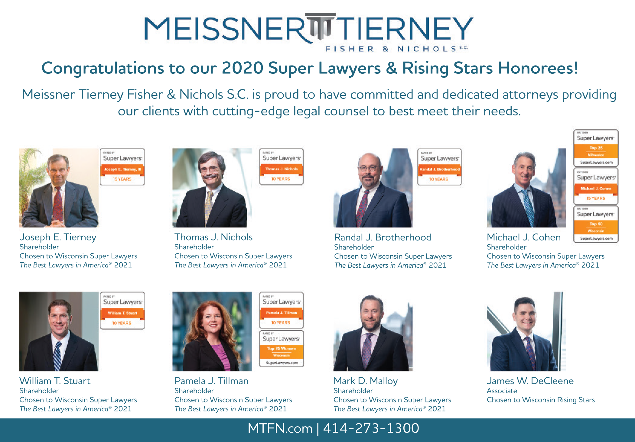 Meissner Tierney Fisher & Nichols S.C. Attorneys Named to 2020